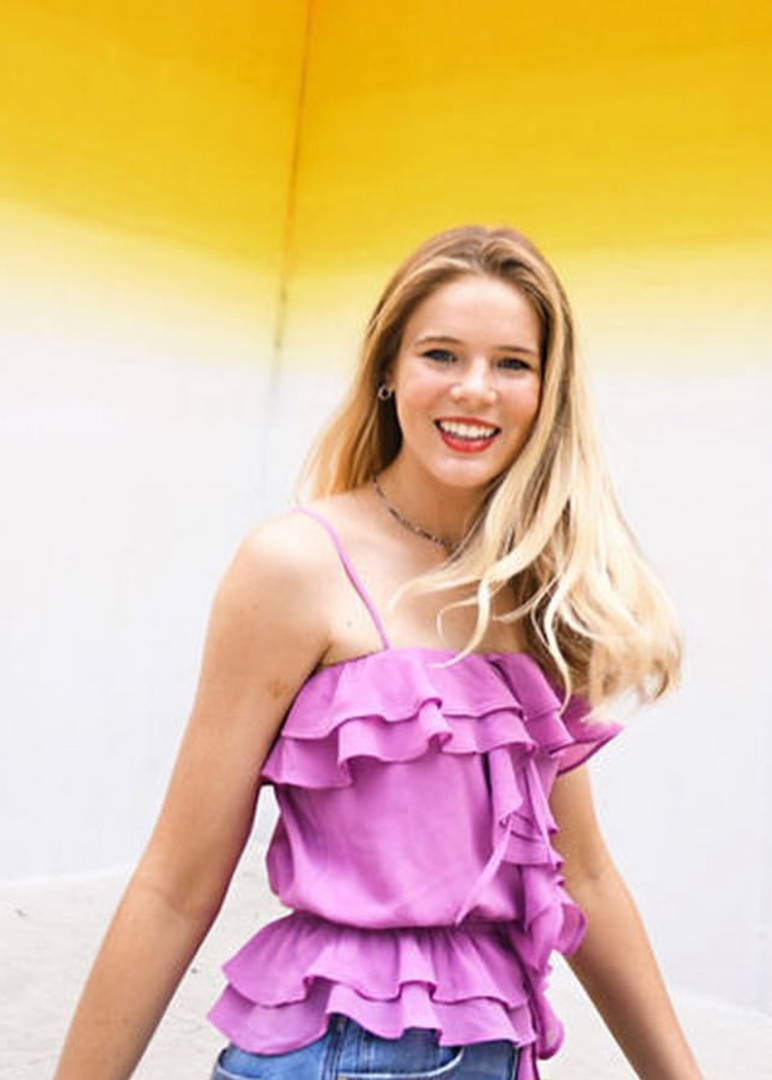 Purple ruffle top - M