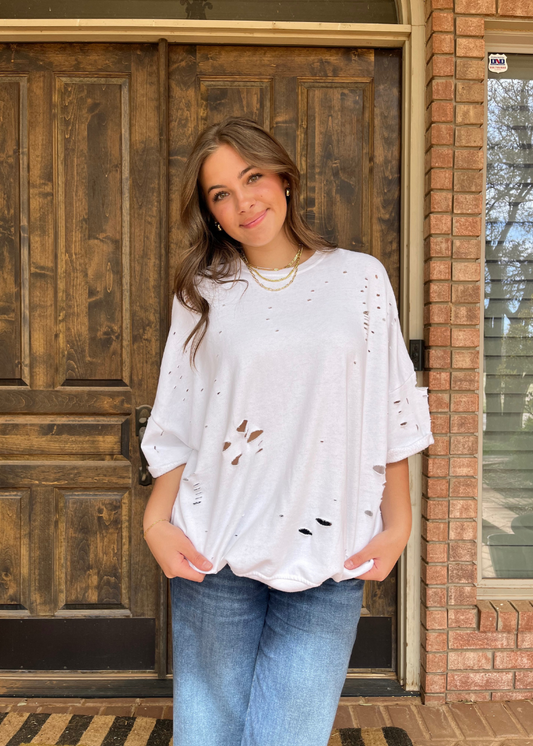 White cutout top - S