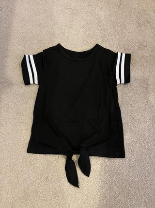 Black top with stripe sleeve