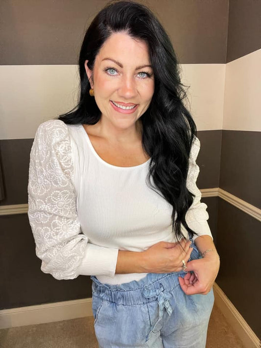 White ribbed top- large only