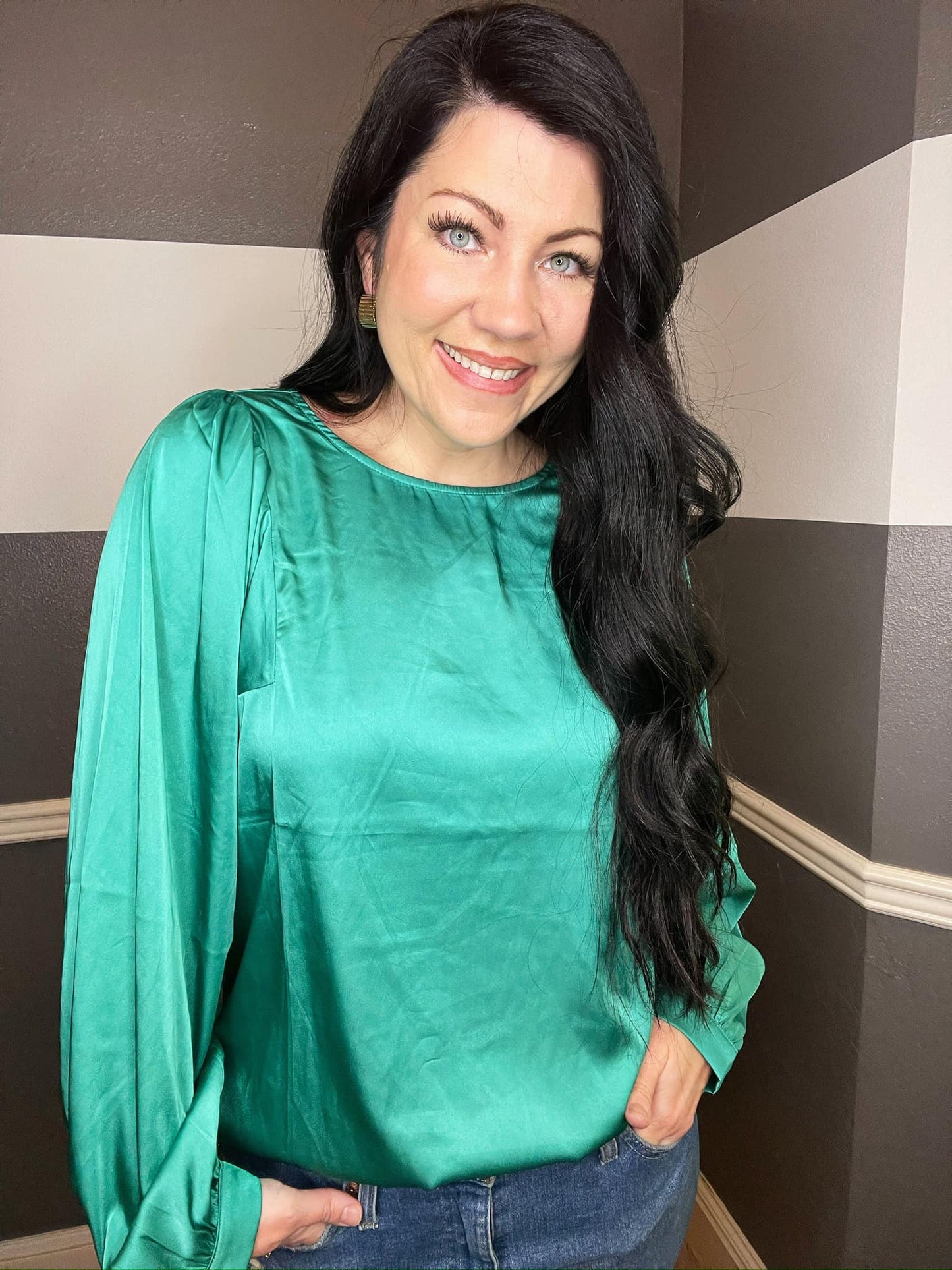 Green Satin Top