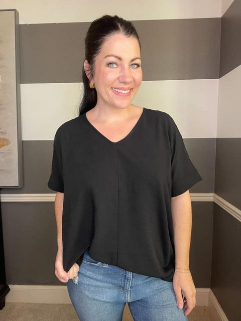 Black V neck top