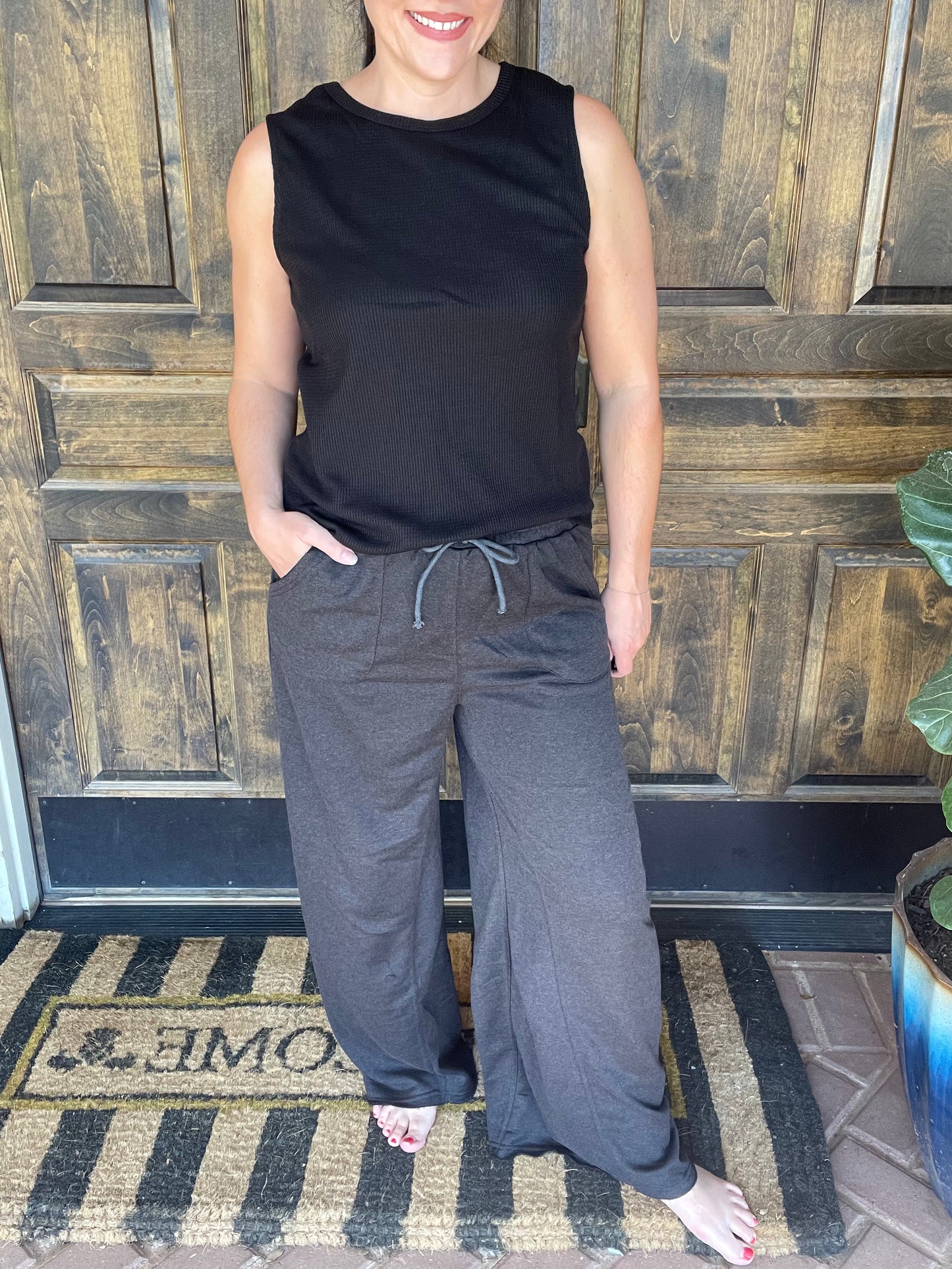 Gray wide leg pant