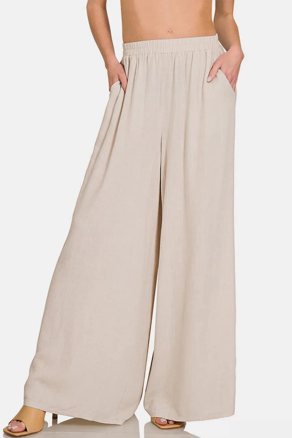 Zenana Wide Leg cream pant