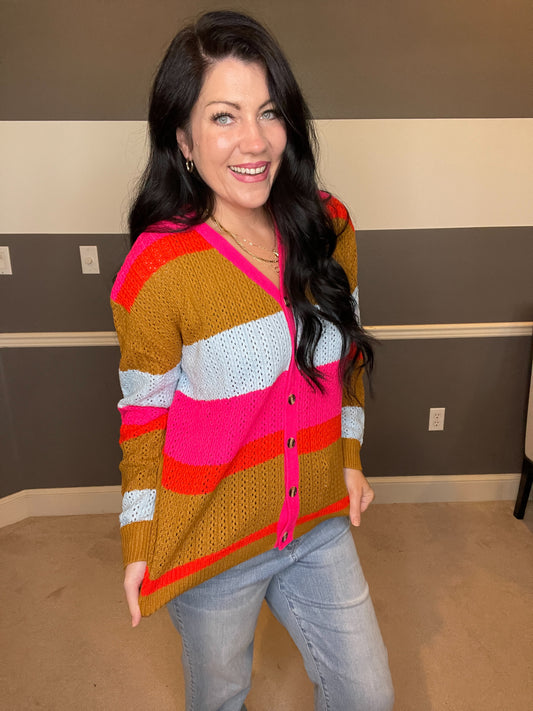 Bright Color Block Knit Sweater