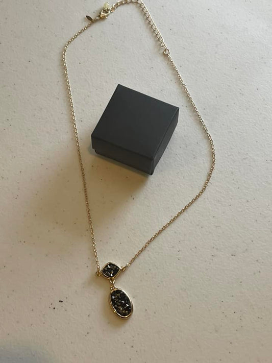 Black druzy style necklace