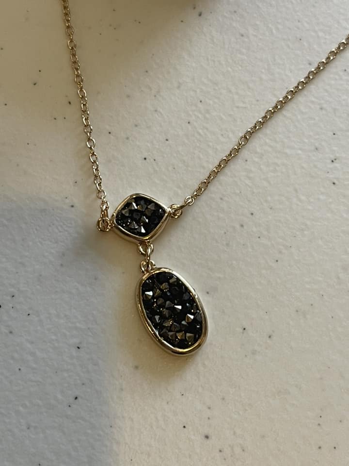 Black druzy style necklace